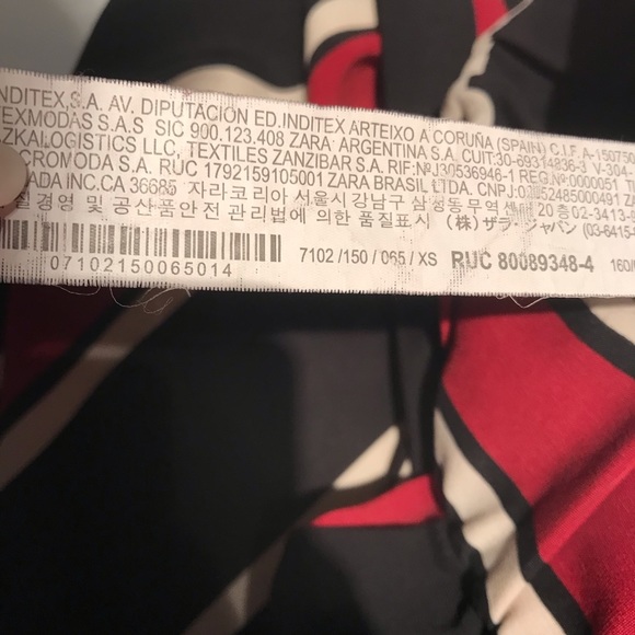 📦5/$50 Zara Striped Slightly Wide Leg Cropped Pants in Black Red Beige XS - Picture 12 of 14